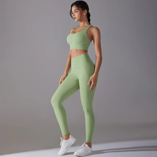 Yoga Suit for Women Sexy Bra Leggings Set Hip Lifting Sports Fitness Bras and Leggings Tank Top Breathable Set Yoga Sportswear