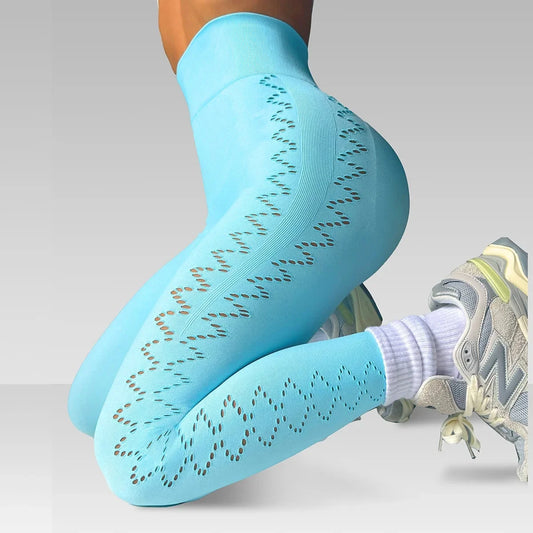 Women High Waist Running Yoga Leggings Gym Hollow Out Fitness Sports Tightening Pants Workout Leggings for Running & Cycling