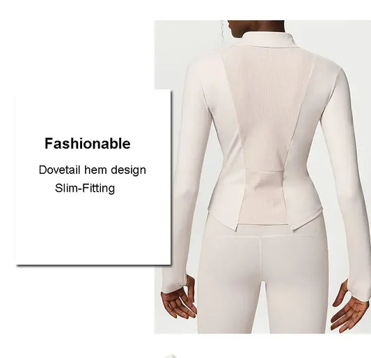 Women's Yoga Shirt Long sleeve close-fitting Sports running top Jacket with thumb hole Sports Workout Coat Sweatshirt