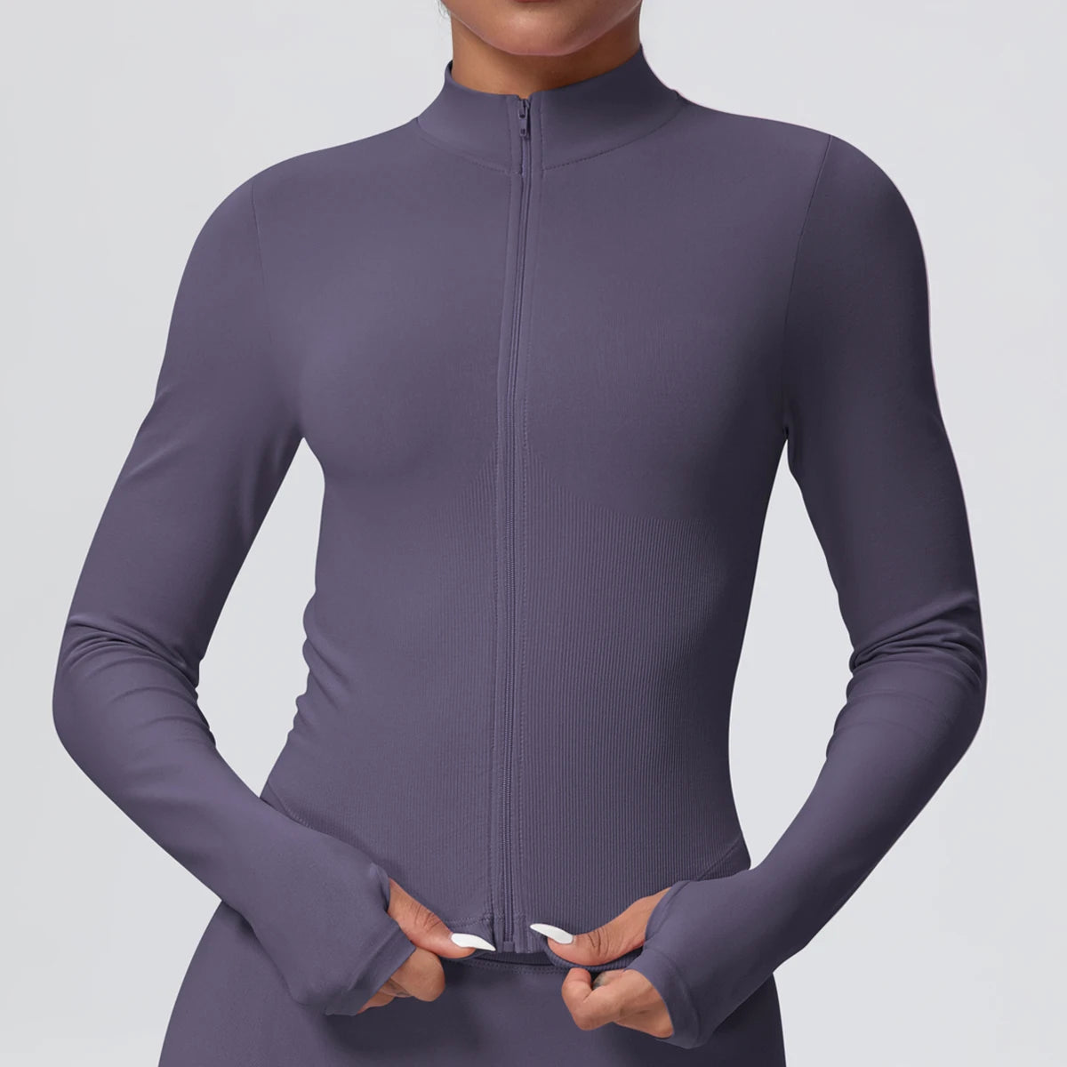 1PC Solid Color Slim Casual Zipper Long Sleeves Yoga Coat for Woman's Quick Drying Gym Sports Running Workout Top Yoga Jacket