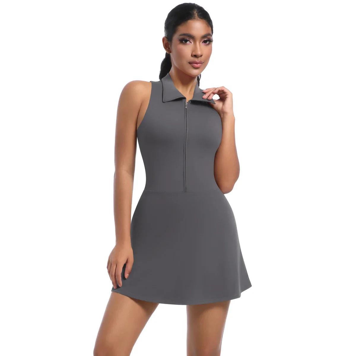Zipper Yoga Bodysuit Women's Jumpsuits Yoga Skirt Yoga Set Gym Clothes Push-up Workout Dance Tennis Fitness Tracksuit