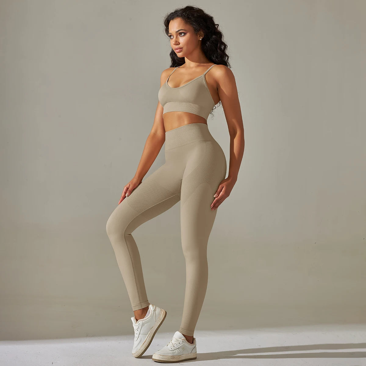 Seamless Yoga Set Camisole Bra Leggings Set Fitness Tracksuit Women Gym Sportswear High Waist Hip Lift Leggings Crop Top Suit