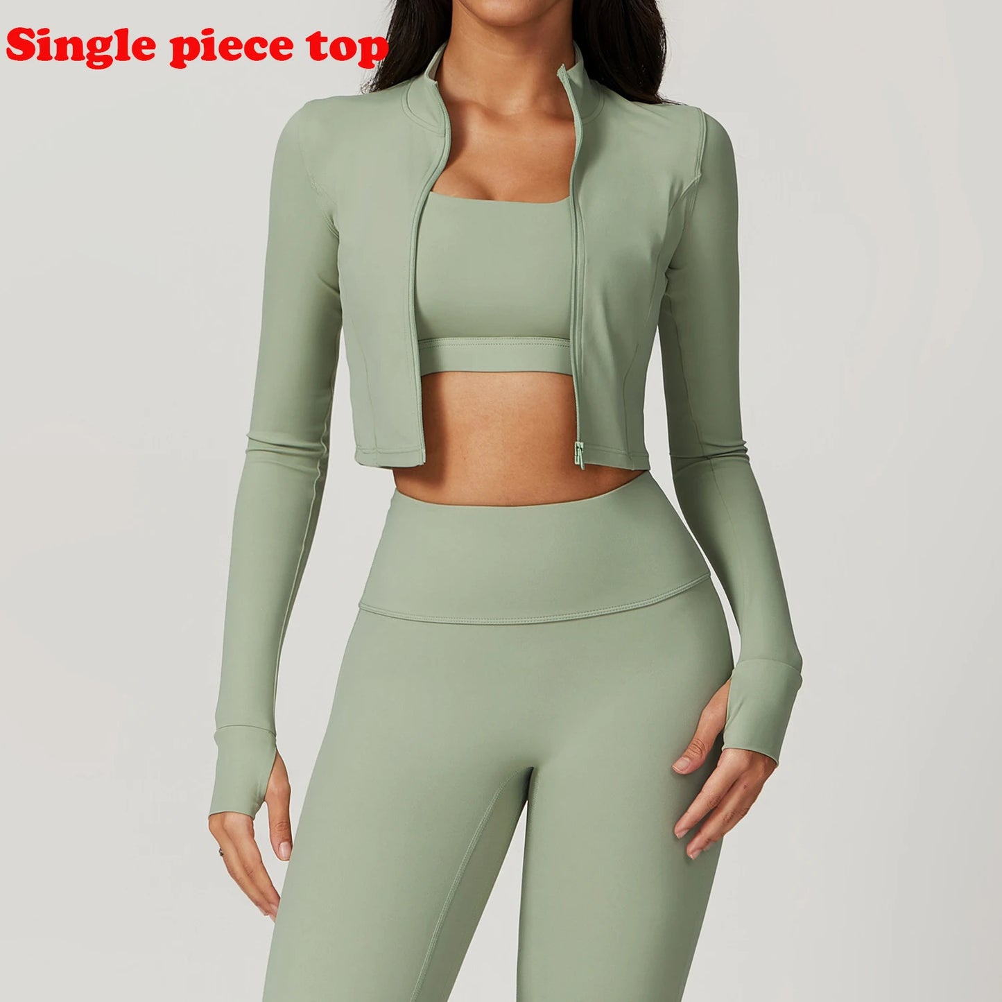Sports Jacket Women's Zipper Long-Sleeved Stand-up Jacket Quick-Drying Training Yoga Clothes Summer Breathable Top Gym Fitness