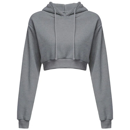 New Fashion Women Hoodie Sweatshirt Short Top Coat Sport Pullover Hooded Tops Female Autumn Winter Clothes Crop Top Hoodie