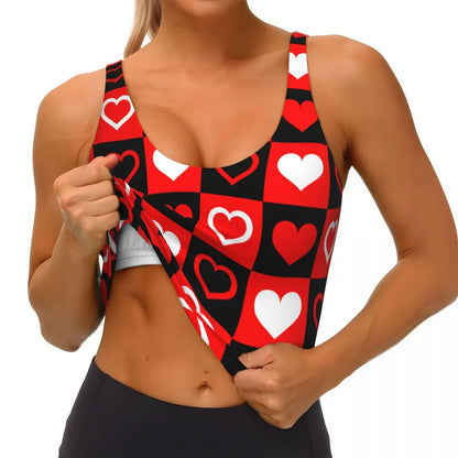 Yoga Vest Women Gym Sports Crop Tops Love Background Streetwear Workout Breathable Tank Top Female