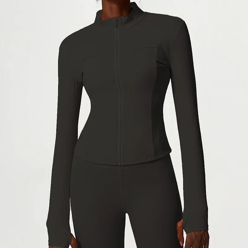 Women's Yoga Shirt Long sleeve close-fitting Sports running top Jacket with thumb hole Sports Workout Coat Sweatshirt