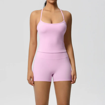 Yoga Suit Women Leggings with Pocketed Quick-Drying Gym Set Women Tracksuit Running Workout Short Sleeves Sports Yoga Clothing