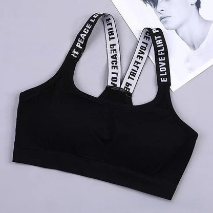 Sports underwear Women Yoga Fitness Seamless Crop Top Wide Letter Straps Comfortable Workout Activewear