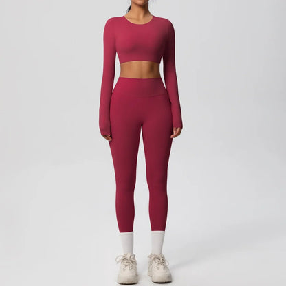 Yoga Suit Women Leggings with Pocketed Quick-Drying Gym Set Women Tracksuit Running Workout Short Sleeves Sports Yoga Clothing