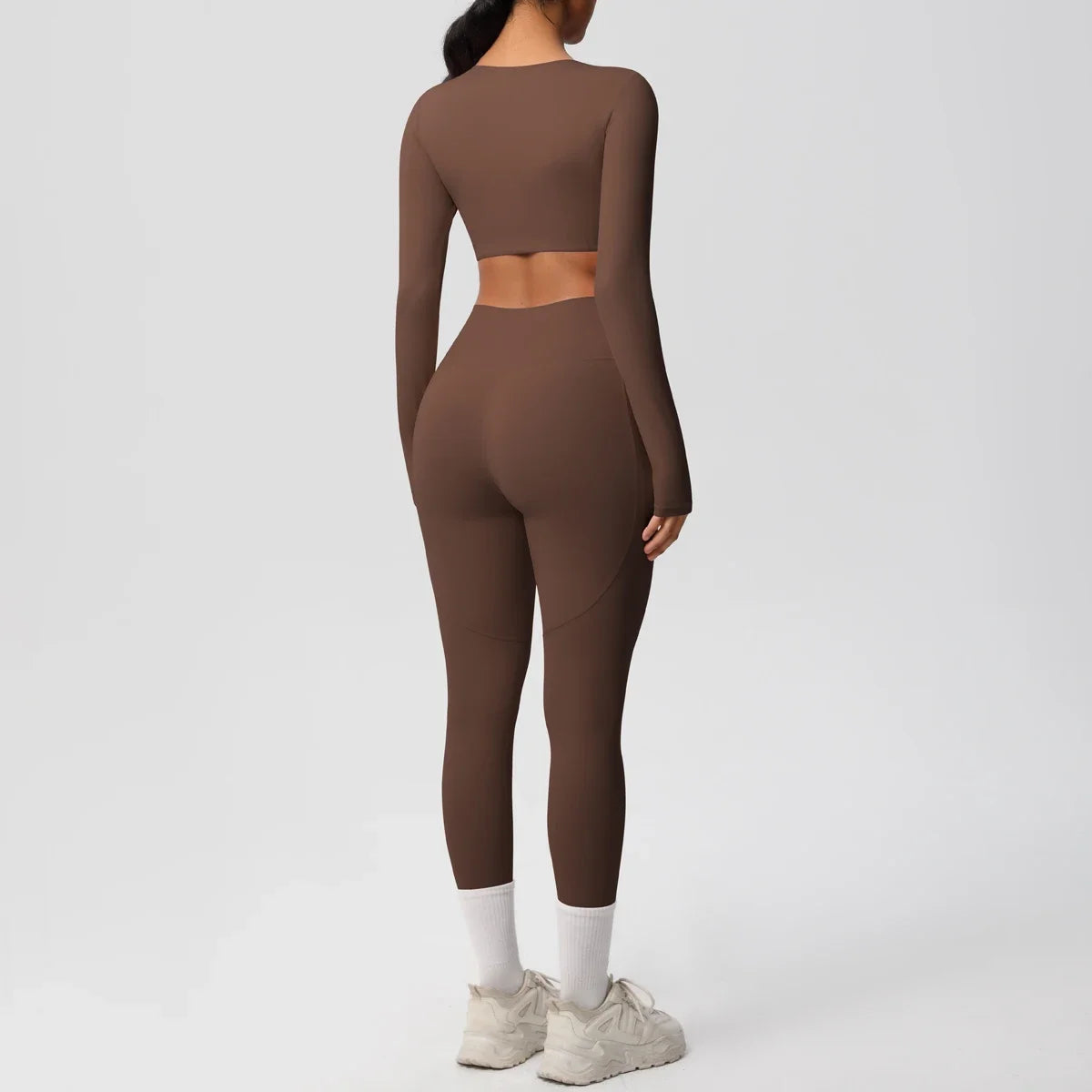 Yoga Set Women Sportswear Yoga Clothes Fitness Long Sleeve With Padded Tracksuits Sports Suit Gym Top High Waist Leggings Pocket