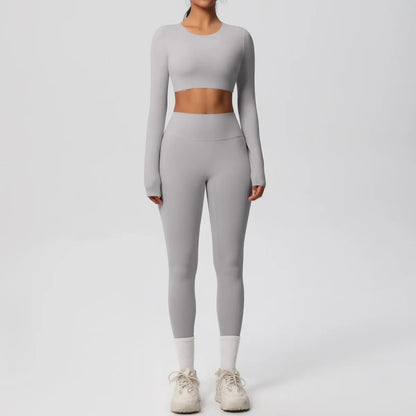 Yoga Suit Women Leggings with Pocketed Quick-Drying Gym Set Women Tracksuit Running Workout Short Sleeves Sports Yoga Clothing
