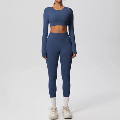 Yoga Suit Women Leggings with Pocketed Quick-Drying Gym Set Women Tracksuit Running Workout Short Sleeves Sports Yoga Clothing