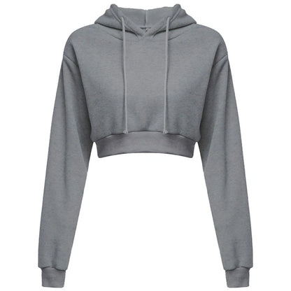 New Fashion Women Hoodie Sweatshirt Short Top Coat Sport Pullover Hooded Tops Female Autumn Winter Clothes Crop Top Hoodie