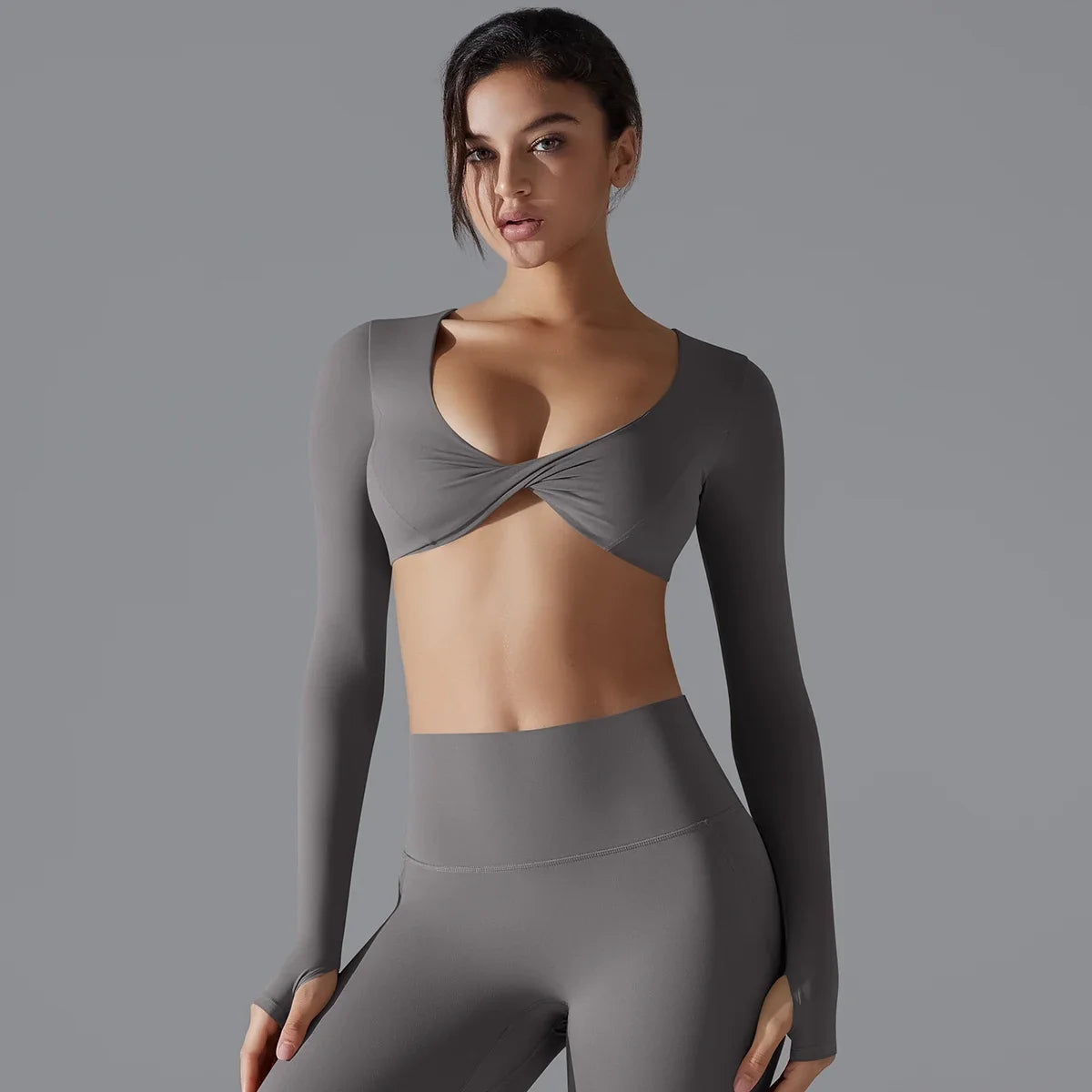 Sexy Cross Long Sleeve Sports Bra Push Up Yoga Crop Top Women Fitness Gym Workout Tops Women Brassiere Sport Female Clothing