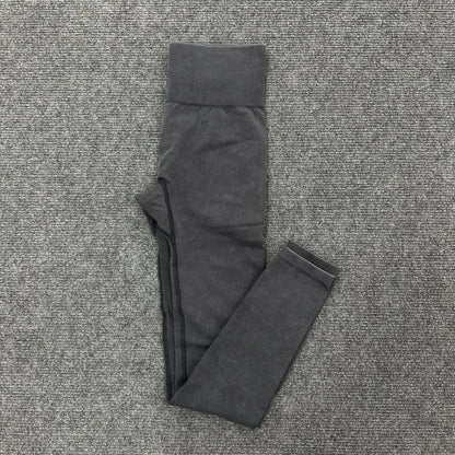 Washed Women Sport Suit Zipper Yoga Set Gym Workout Long Sleeve Fitness Crop Top High Waist Seamless Leggings Gym Set