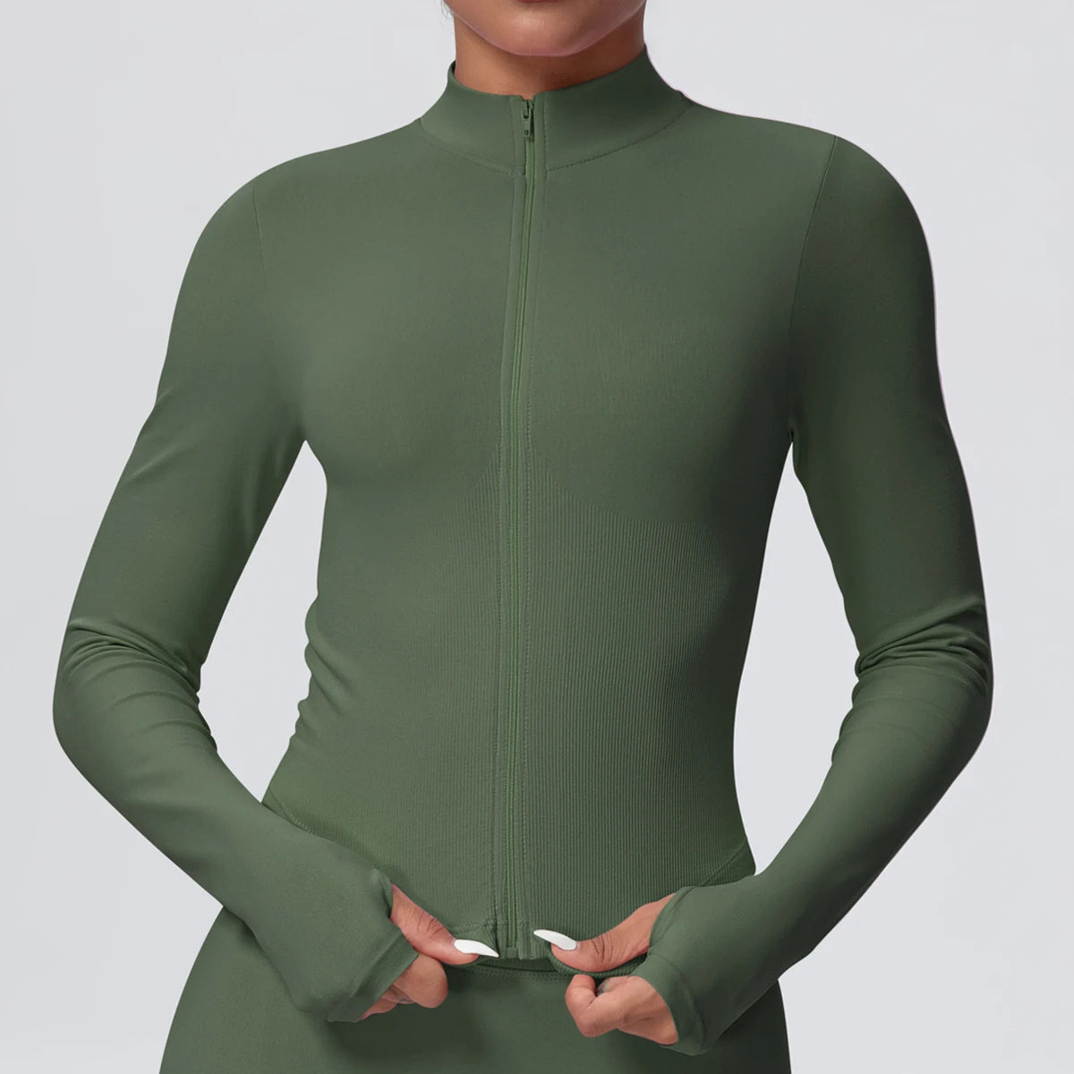 1PC Solid Color Slim Casual Zipper Long Sleeves Yoga Coat for Woman's Quick Drying Gym Sports Running Workout Top Yoga Jacket