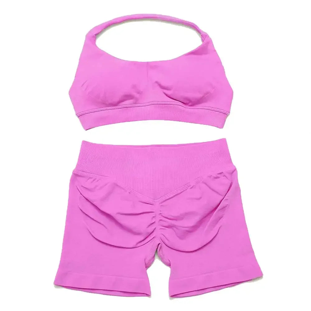 Dfyoga two pieces yoga outfits clothing pants set woman Halter Top sports leggings pant Gym workout sets pilates clothes