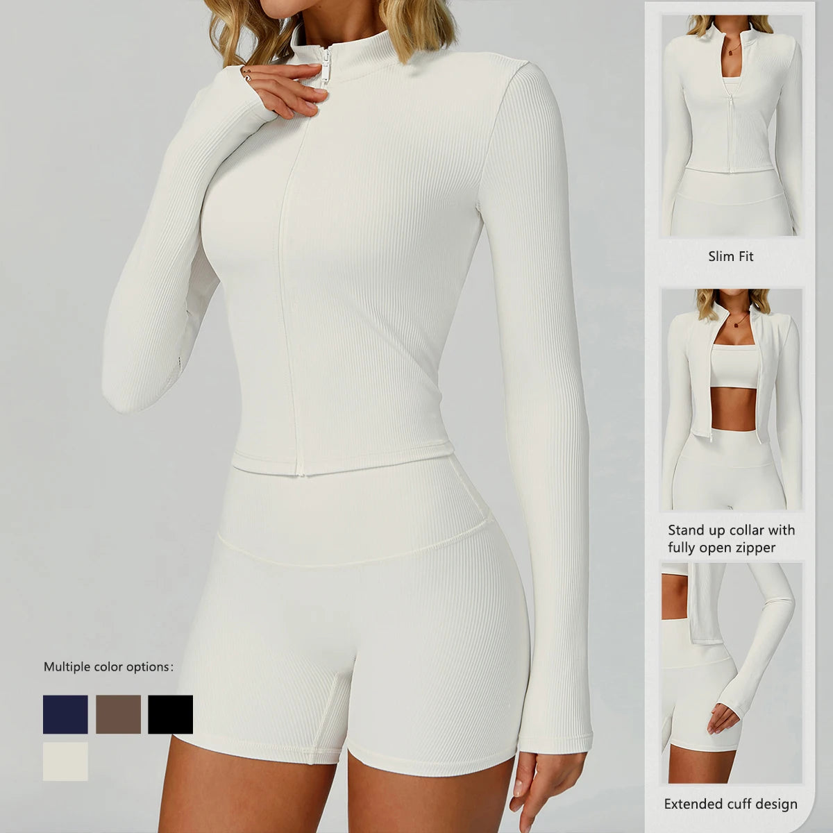 Ctenkevet Women Gym Zipper Long Sleeve Jacket Outdoors Workout Yoga Top Female Slim tight Clothes Women Quick-Dry Sportswear