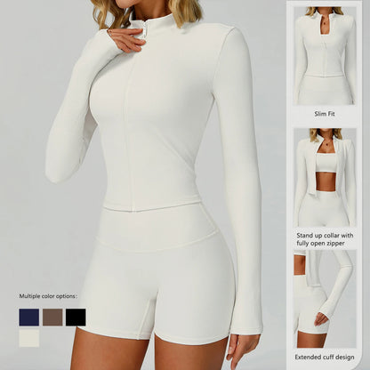 Ctenkevet Women Gym Zipper Long Sleeve Jacket Outdoors Workout Yoga Top Female Slim tight Clothes Women Quick-Dry Sportswear