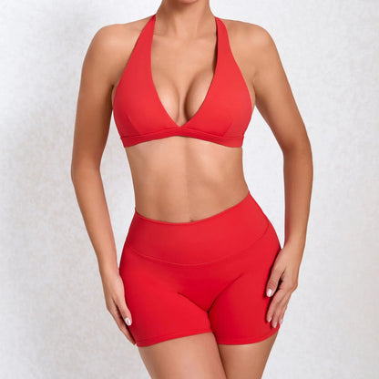 Workout Set for Women Quick Dry Yoga Outfit Seamless Sports Bra High Waist Gym Leggings with Pockets Running Fitness