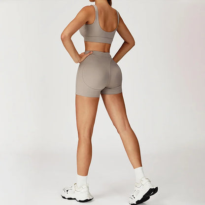 TRY TO BN Yoga Shorts Sets Women's Tracksuit Sports Bras Fitness Sportswear Workout Running Two Pieces Shorts Suits Gym Clothing