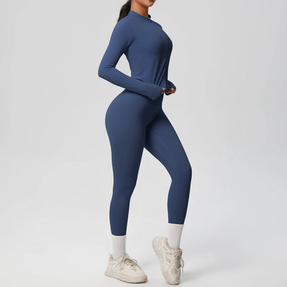 2PCS Yoga Suit Women Gym Set Sports Set Women Tracksuit Running Zipper Workout Sportswear Long Sleeve Sports Shirt Yoga Clothing