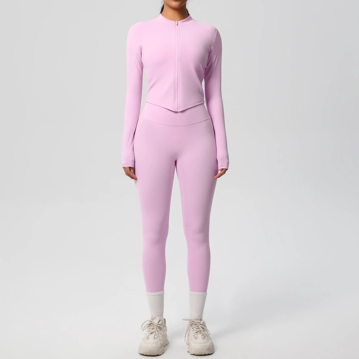 2PCS Yoga Suit Women Gym Set Sports Set Women Tracksuit Running Zipper Workout Sportswear Long Sleeve Sports Shirt Yoga Clothing