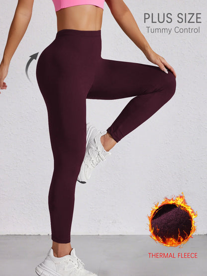 Plus Size Women's Low Rise leggings with thermal technology. Designed for winter running, yoga and keeping warm during workout