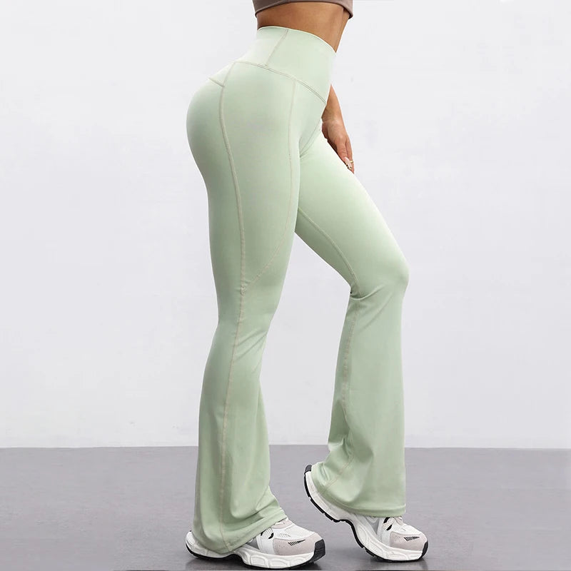 SVEIC Yoga Pants Flare Leggings Sports Fitness High Waisted Leggings Workout Tights Trousers Running Training Gym Woman Clothing