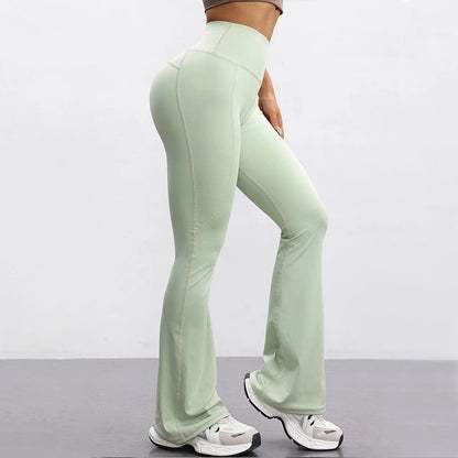 SVEIC Yoga Pants Flare Leggings Sports Fitness High Waisted Leggings Workout Tights Trousers Running Training Gym Woman Clothing
