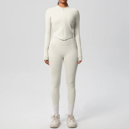 2PCS Yoga Suit Women Gym Set Sports Set Women Tracksuit Running Zipper Workout Sportswear Long Sleeve Sports Shirt Yoga Clothing