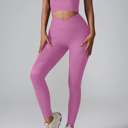 Ctenkevet V-Waisted Sports Pants Women Workout Ribbed Legging Gym Training Yoga Pants Female Casual Tight Pants Outdoor Run