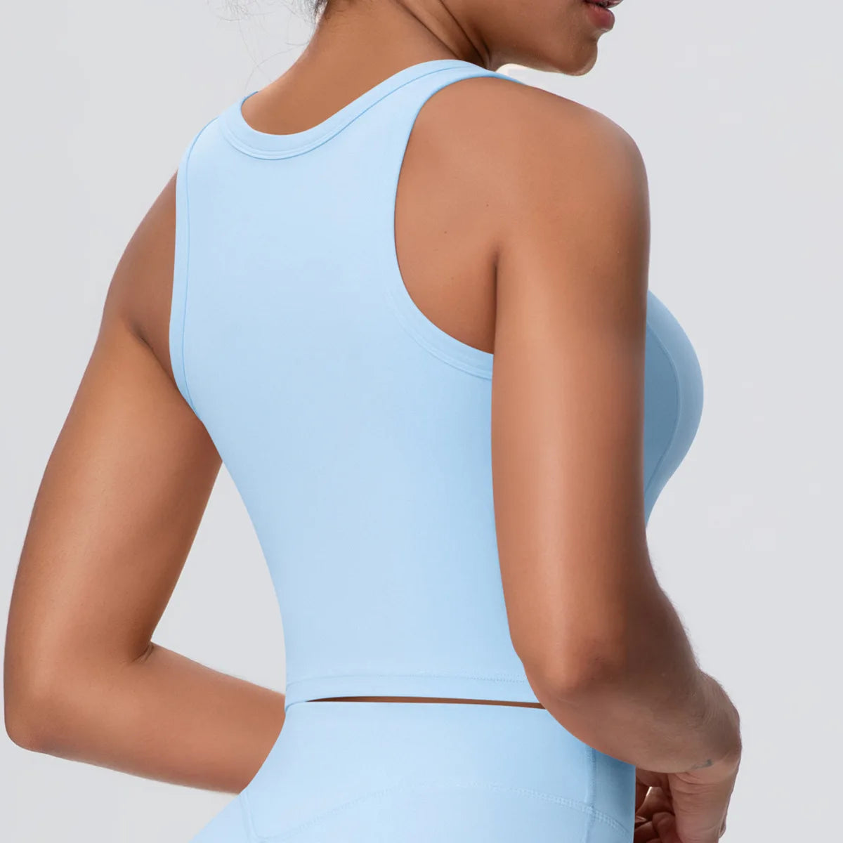 1 Piece Woman's Gather Naked Feel Workout Top Yoga Vest for Summer Gym Fitness Running Shockproof Yoga Underwear with Chest Pad