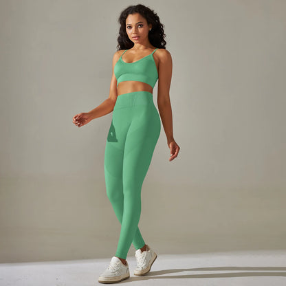 Seamless Yoga Set Camisole Bra Leggings Set Fitness Tracksuit Women Gym Sportswear High Waist Hip Lift Leggings Crop Top Suit