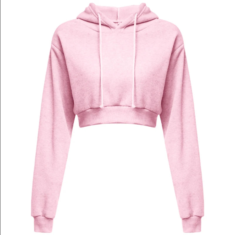 New Fashion Women Hoodie Sweatshirt Short Top Coat Sport Pullover Hooded Tops Female Autumn Winter Clothes Crop Top Hoodie