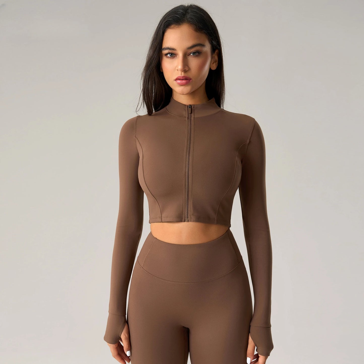 Sean Tsing Women's Cropped Sports Jacket Zipper Long Sleeve Workout Top Tracking Running Yoga Fitness Outwear Outdoor Gym‌ Coats