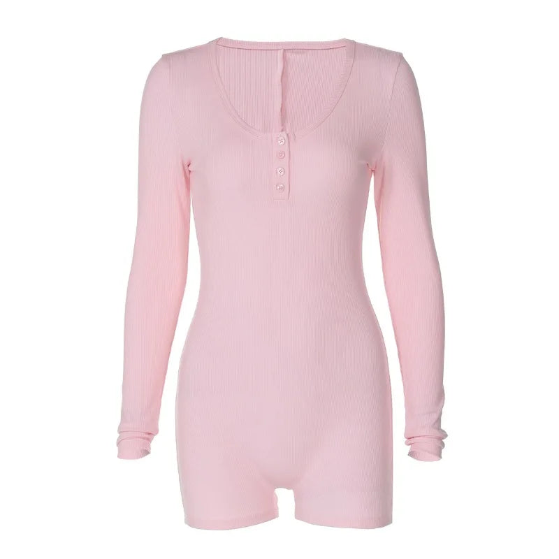 Skinny Ribbed Summer Yoga Jumpsuit Female Rompers Long Sleeve High Waist Solid Bodysuit Streetwear Women's Fashion Rompers 2026