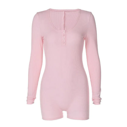 Skinny Ribbed Summer Yoga Jumpsuit Female Rompers Long Sleeve High Waist Solid Bodysuit Streetwear Women's Fashion Rompers 2026