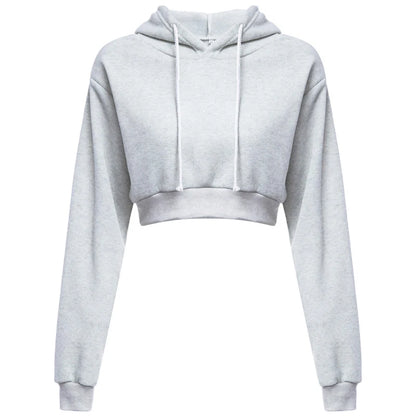 New Fashion Women Hoodie Sweatshirt Short Top Coat Sport Pullover Hooded Tops Female Autumn Winter Clothes Crop Top Hoodie