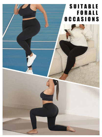 Plus Size Women's Low Rise Stretchy Leggings - Super Soft High Elastic Tights for Running Workout Training and Daily Life
