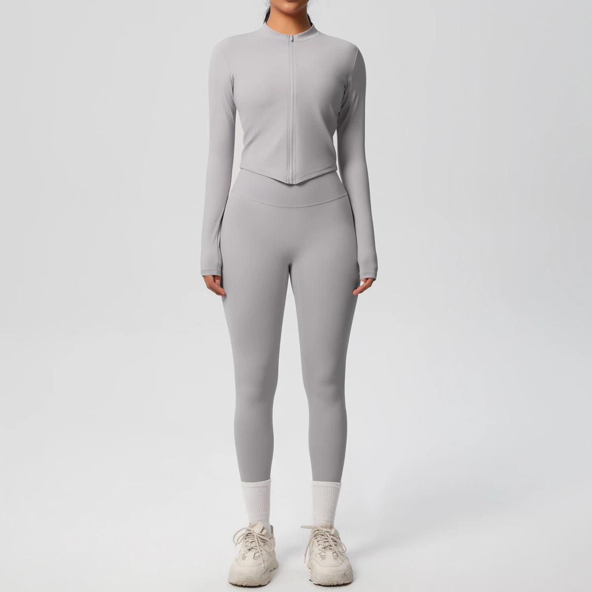 2PCS Yoga Suit Women Gym Set Sports Set Women Tracksuit Running Zipper Workout Sportswear Long Sleeve Sports Shirt Yoga Clothing