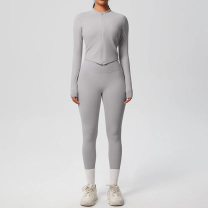 2PCS Yoga Suit Women Gym Set Sports Set Women Tracksuit Running Zipper Workout Sportswear Long Sleeve Sports Shirt Yoga Clothing