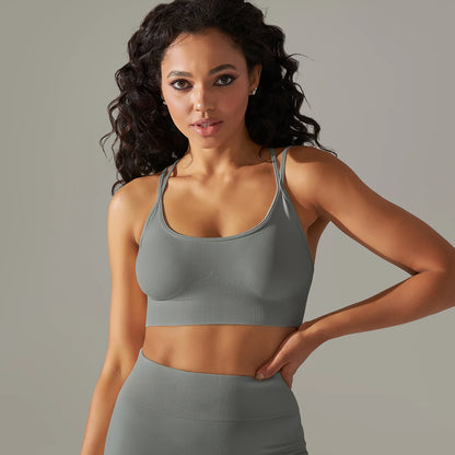 Women Sports Bra Sexy Yoga Bra Fitness Top for Gym Cross Straps Camisole Bra Seamless Workout Running Women Bra Yoga Clothing