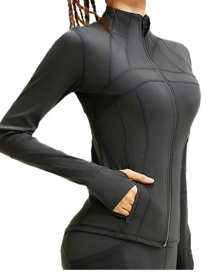 Aiithuug Women Full Zip Up Running Jackets Sports Jackets Quick Dry Zipper Pocket Workout Jacket Yoga Jackets Gym Jacket Traning