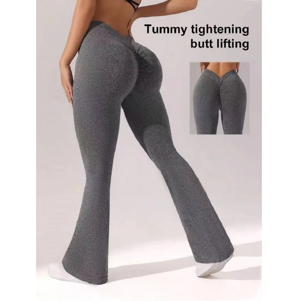 Flare Leggings V-shaped Hip Yoga Pants Women High Waist Wide Leg Pants Women Gym Fitness Sports Latin Dance Trousers