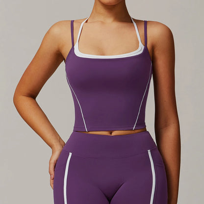 Sports Vest Women Sport Bra Backless Yoga Tank Top Breathable Shockproof Fitness Underwear Yoga Top With Padded Gym Crop Top