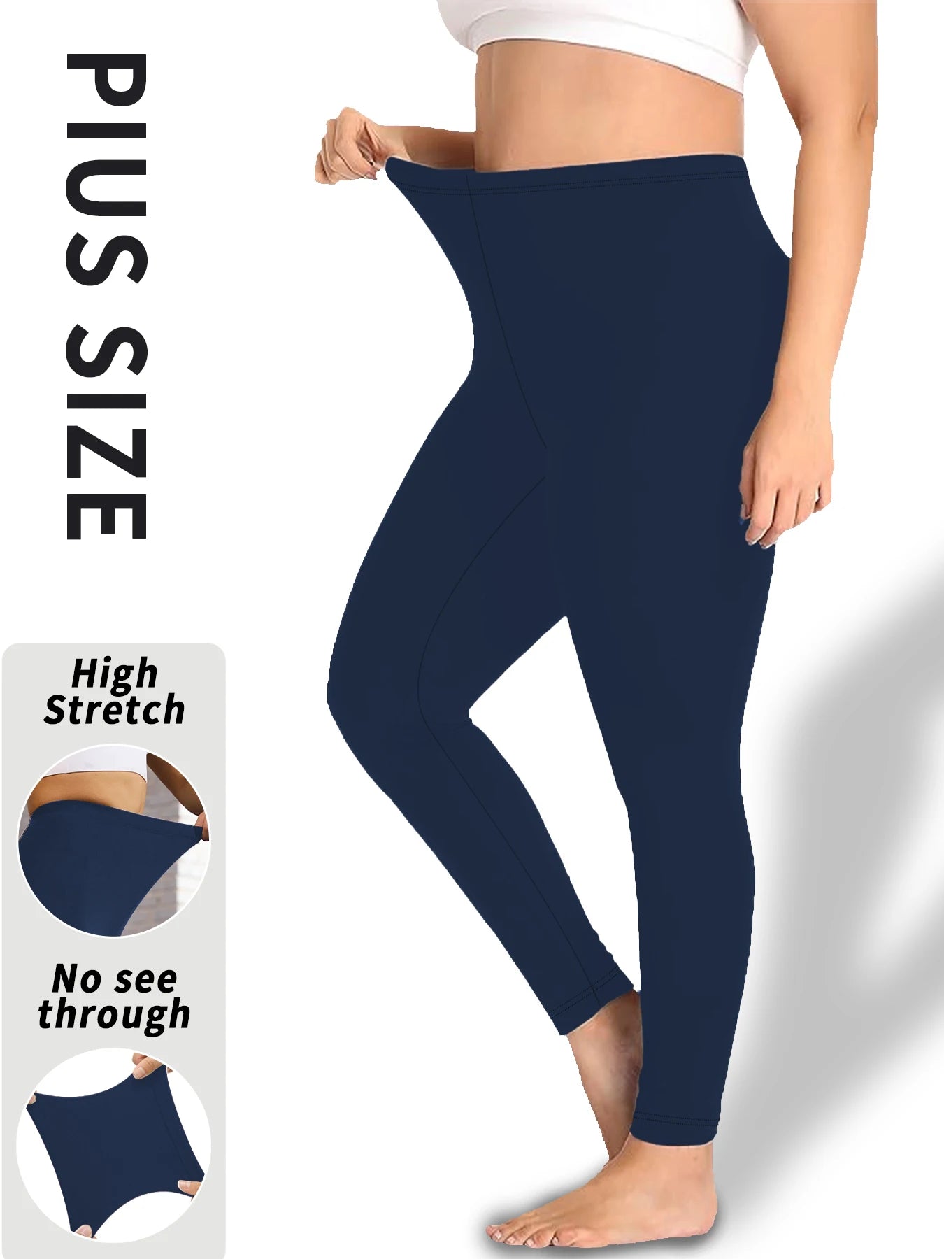 Plus Size Women's Low Rise Stretchy Leggings - Super Soft High Elastic Tights for Running Workout Training and Daily Life