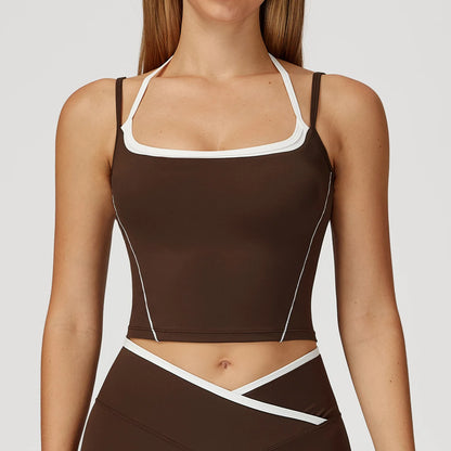 Sports Vest Women Sport Bra Backless Yoga Tank Top Breathable Shockproof Fitness Underwear Yoga Top With Padded Gym Crop Top