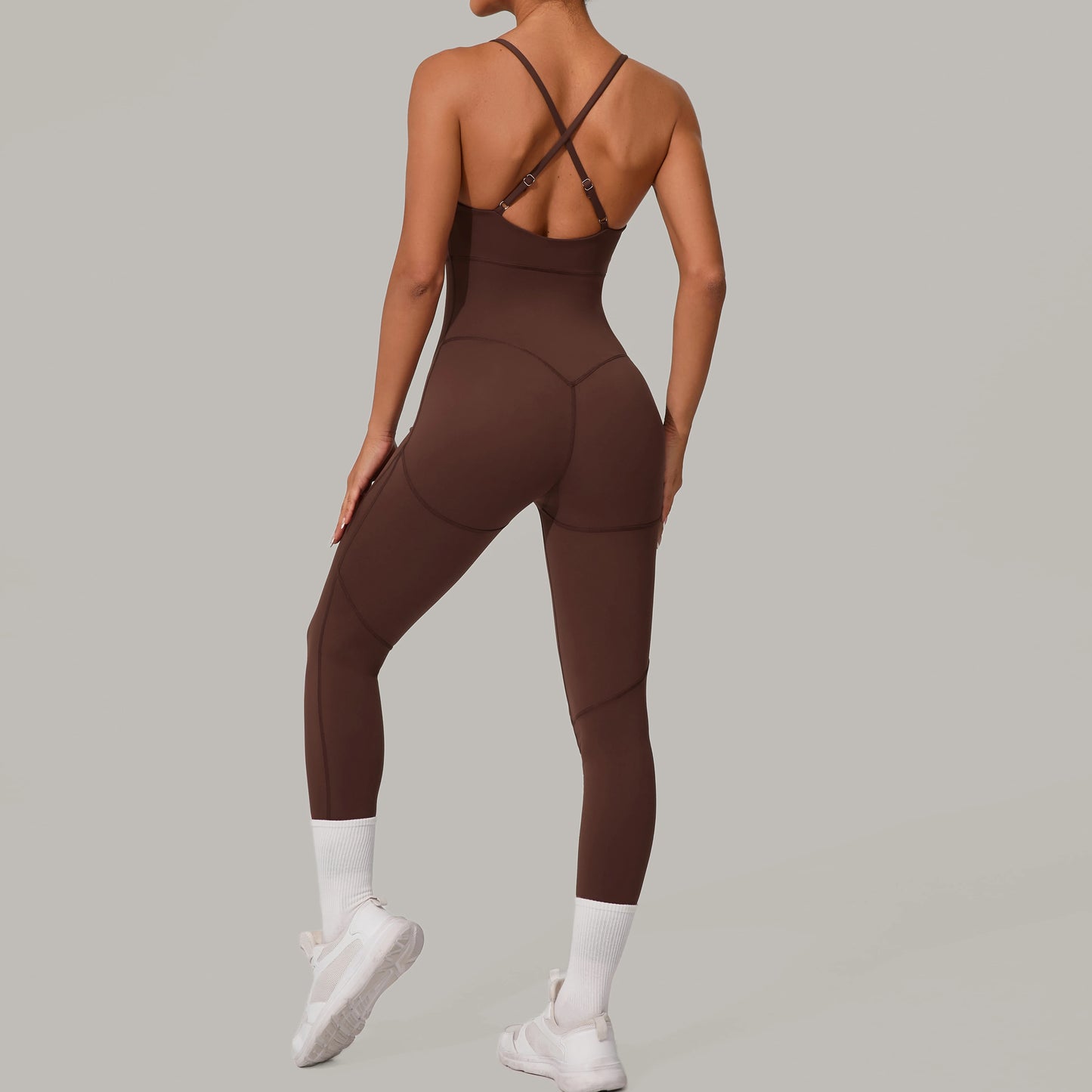Solid Yoga Jumpsuit One Piece Outfit Fitness Bodysuit Workout Clothes for Women Sportwear Women Buttock lifting Set Activewear