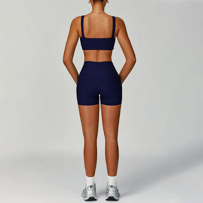TRY TO BN Women's Tracksuit Shorts Sets Yoga Sports Bra Seamless Ribbed Fitness Workout Running Training Tight Gym Clothes Woman